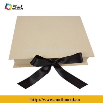 wood material linen cover photo album presentation box for wedding album